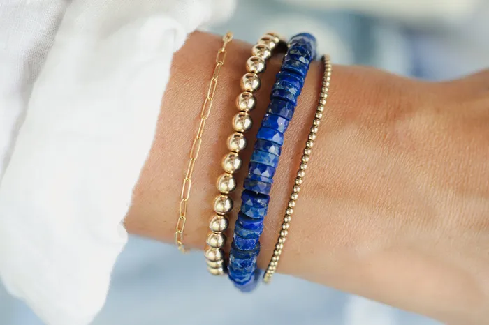 Bracelets Earthly Abundance Jewelry Lapis Lazuli heishi bracelet