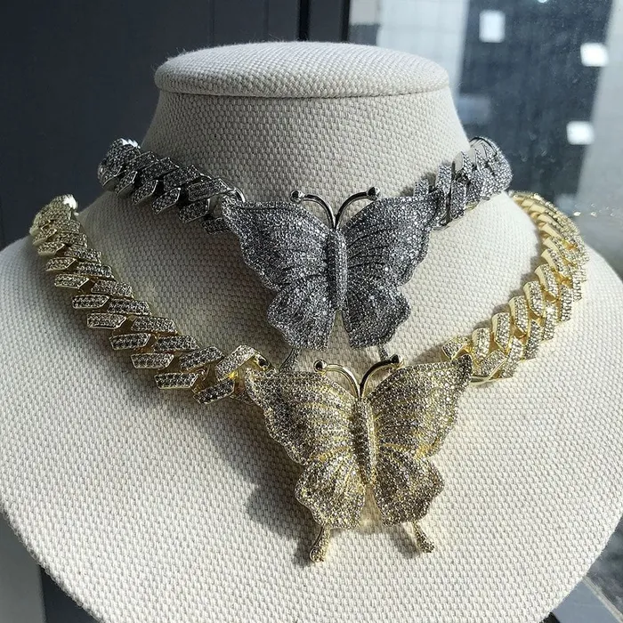 Bracelets Icy Cuban Butterfly Choker Necklace FREE butterfly bracelet VVS Jewelry
