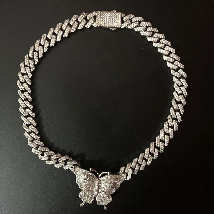 Bracelets Icy Cuban Butterfly Choker Necklace FREE butterfly bracelet VVS Jewelry