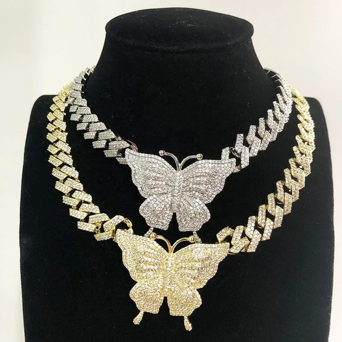 Bracelets Icy Cuban Butterfly Choker Necklace FREE butterfly bracelet VVS Jewelry