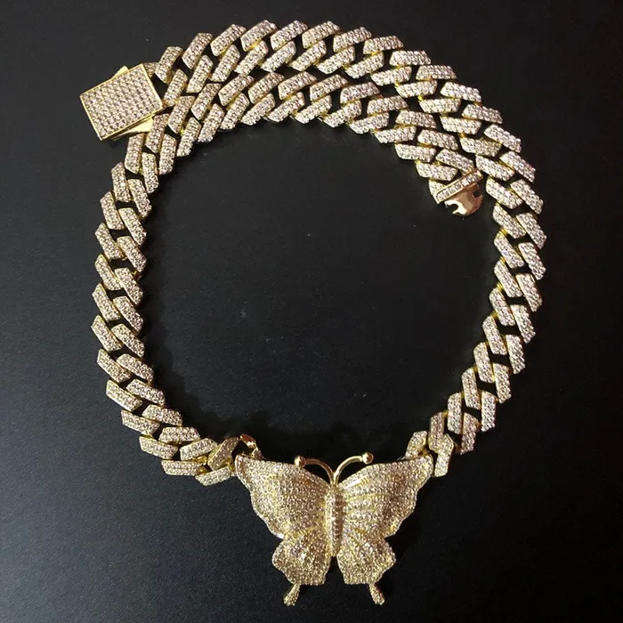 Bracelets Icy Cuban Butterfly Choker Necklace FREE butterfly bracelet VVS Jewelry
