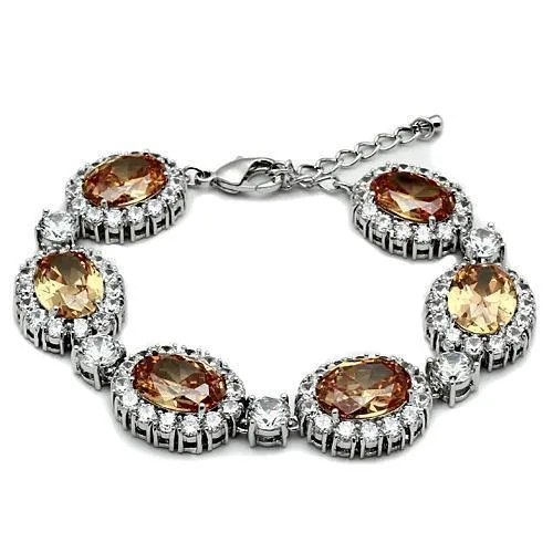 Bracelets LO2360 Rhodium Brass Bracelet with AAA Grade CZ in Champagne Alamode Bracelets LO2360 Rhodium Brass Bracelet with AAA Grade CZ in Champagne Alamode