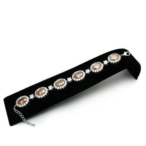 Bracelets LO2360 Rhodium Brass Bracelet with AAA Grade CZ in Champagne Alamode