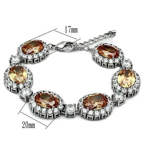 Bracelets LO2360 Rhodium Brass Bracelet with AAA Grade CZ in Champagne Alamode