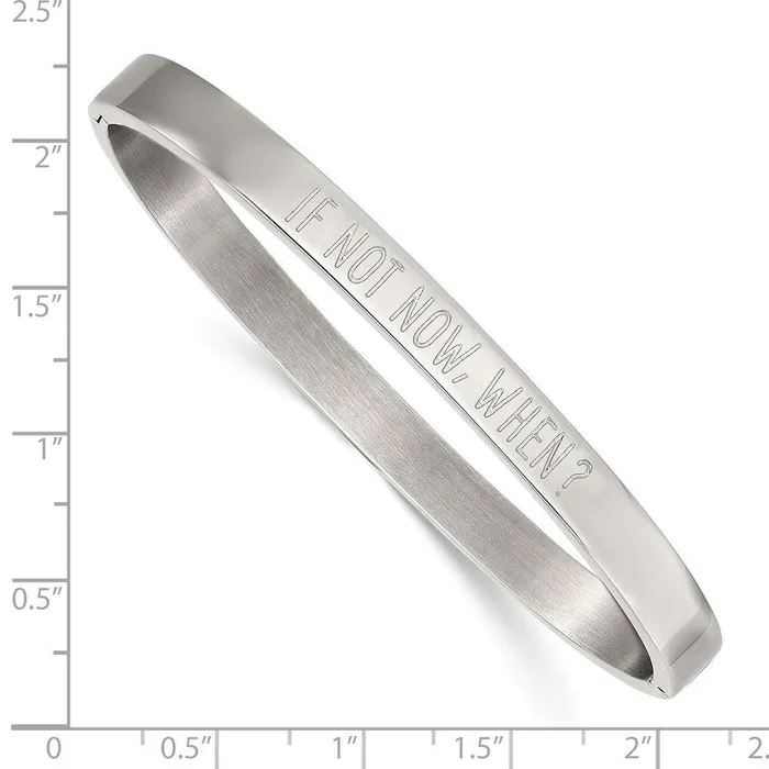 Chisel Bracelets Stainless Steel Polished If Not Now When 6mm Hinged Bangle Chisel Bracelets Stainless Steel Polished If Not Now When 6mm Hinged Bangle