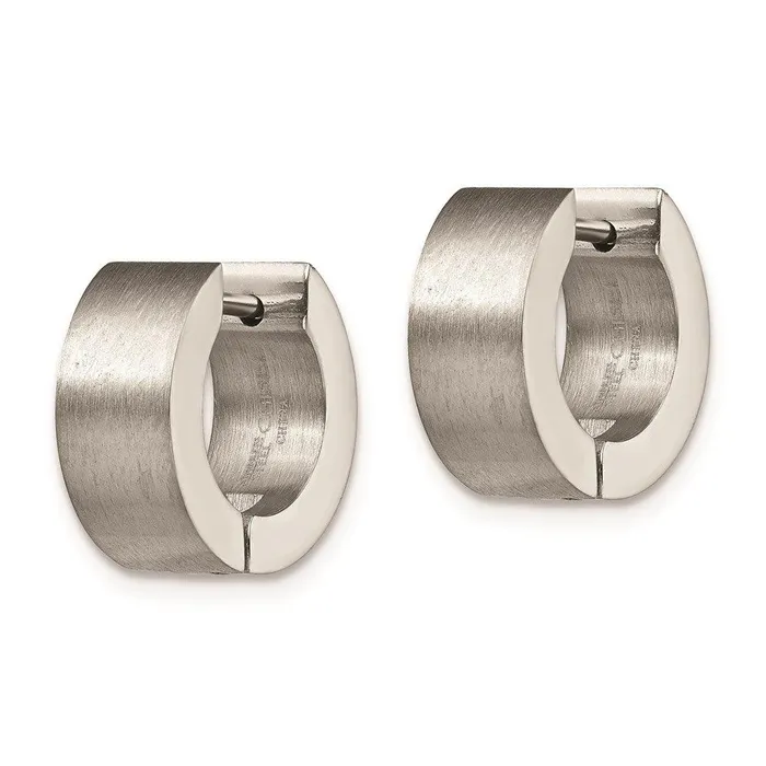 Chisel Earrings Stainless Steel Brushed Round Hinged Hoop Earrings Chisel Earrings Stainless Steel Brushed Round Hinged Hoop Earrings