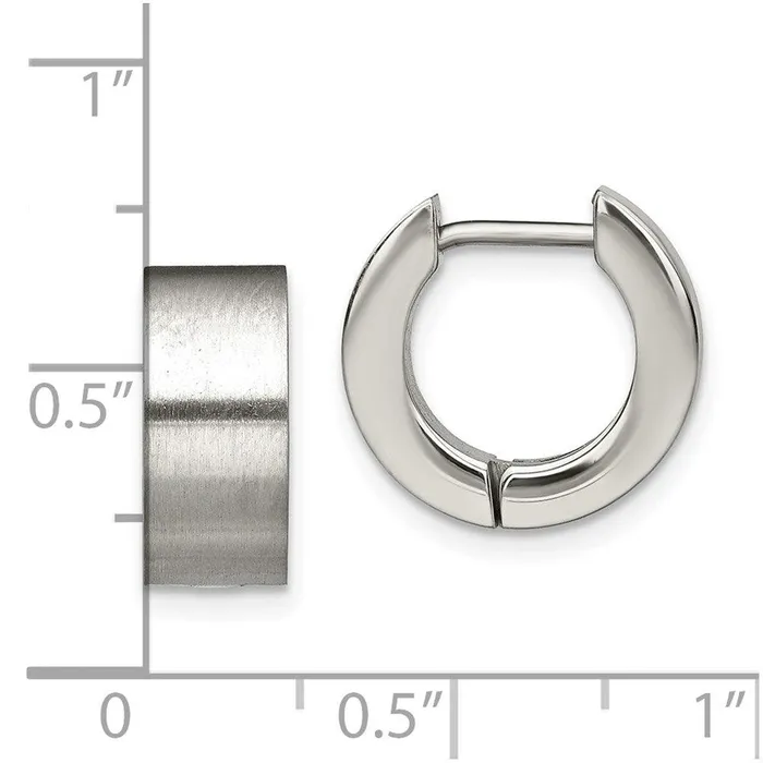 Chisel Earrings Stainless Steel Brushed Round Hinged Hoop Earrings Chisel Earrings Stainless Steel Brushed Round Hinged Hoop Earrings