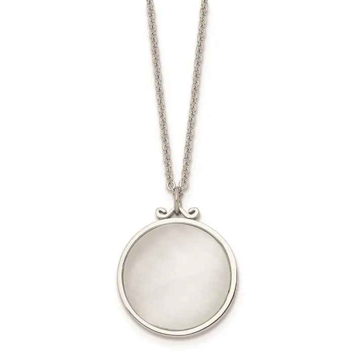 Chisel Necklaces Stainless Steel Polished White Cats Eye Round Necklace