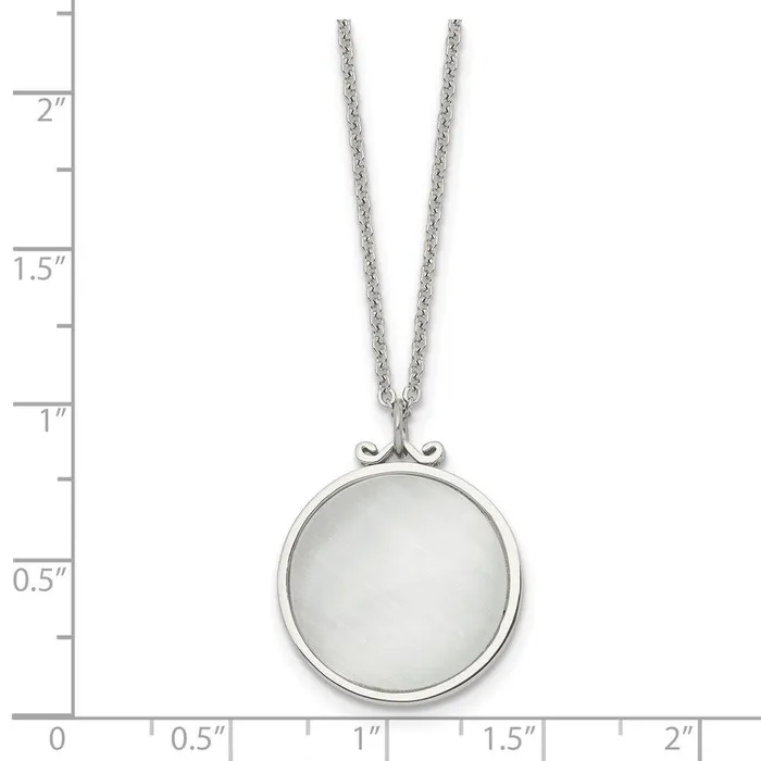 Chisel Necklaces Stainless Steel Polished White Cats Eye Round Necklace Chisel Necklaces Stainless Steel Polished White Cats Eye Round Necklace