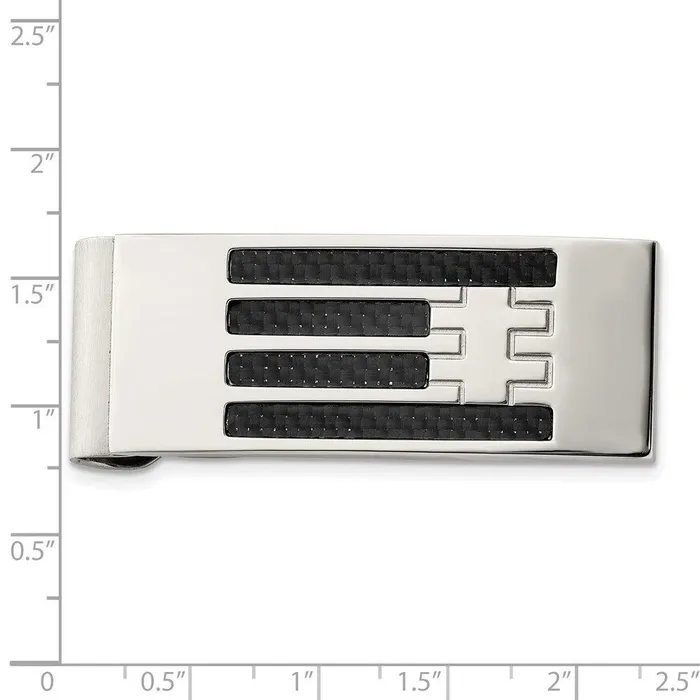 Chisel Stainless Steel Polished Carbon Fiber Inlay Money Clip Bracelets Chisel Stainless Steel Polished Carbon Fiber Inlay Money Clip Bracelets