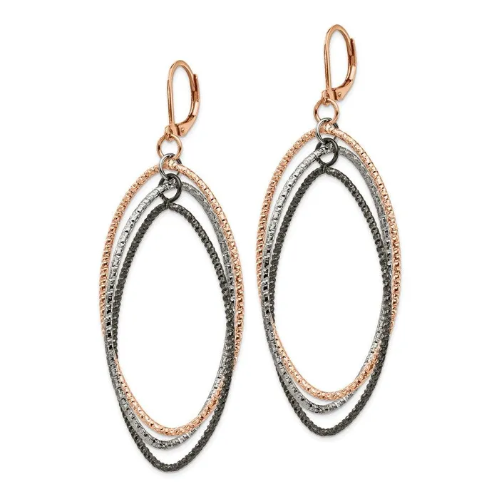 Chisel Stainless Steel Textured and Polished Gun Rose IP Leverback Earrings Earrings Chisel Stainless Steel Textured and Polished Gun Rose IP Leverback Earrings Earrings