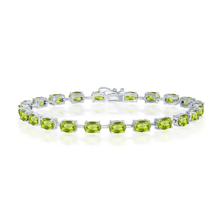 Classic Bracelets Sterling Silver Peridot Oval Gemstone Link Tennis Bracelet Classic Bracelets Sterling Silver Peridot Oval Gemstone Link Tennis Bracelet