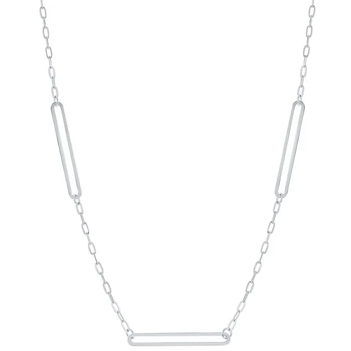 Classic Necklaces Classic Womens Necklace Sterling Silver Paperclip Shape Chain L4362 Classic Necklaces Classic Womens Necklace Sterling Silver Paperclip Shape Chain L4362