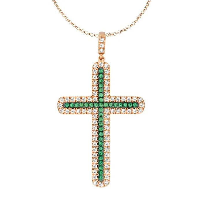 Classic Necklaces Sterling Silver Rose Gold CZ Pave Cross Pendant