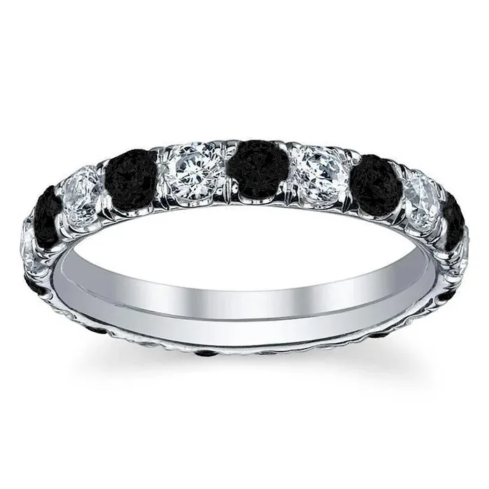 deBebians Rings Black and White Diamond Eternity Band with UPave Setting