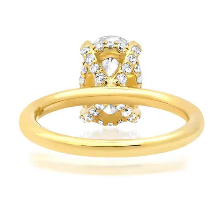 deBebians Rings Solitaire Under Halo Engagement Ring with Pave Diamonds