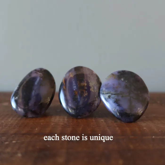Dendritic Agate Ring Deep Purple Bronze Adjustable Satin Crystals Rings