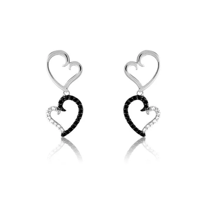 Earrings Classic Sterling Silver Curled Heart Dangling Earrings