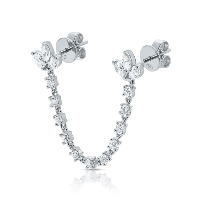Earrings DIAMOND LOTUS DOUBLE PIERCING EARRING anitako