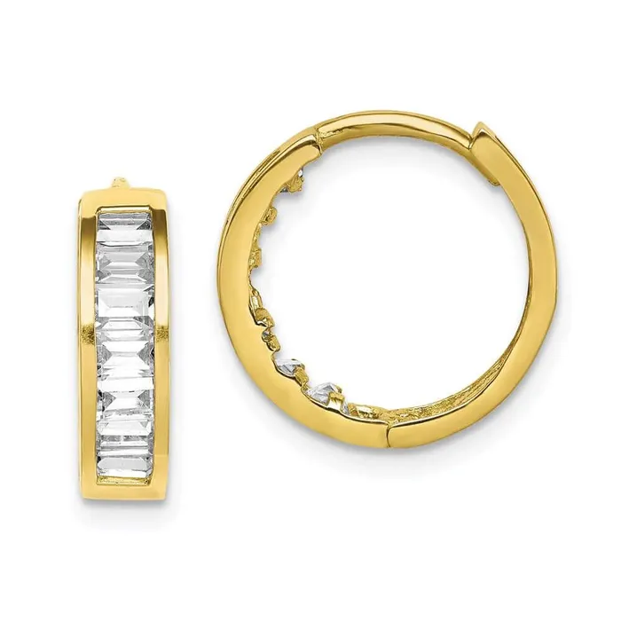 Earrings Jewelry 10K CZ Hinged Hoop Earrings