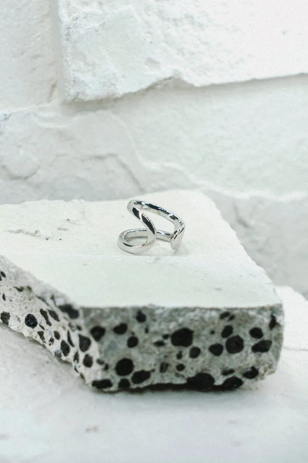 Earrings Kty Double Plain Ear Cuff Silver