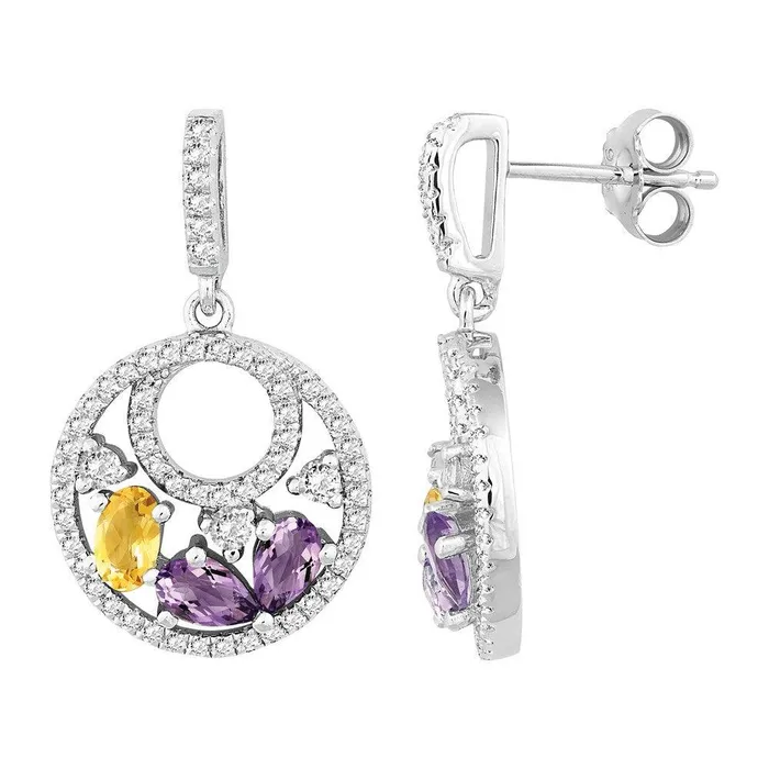 Earrings Sterling Silver Multi Pear Amethyst Earrings Classic