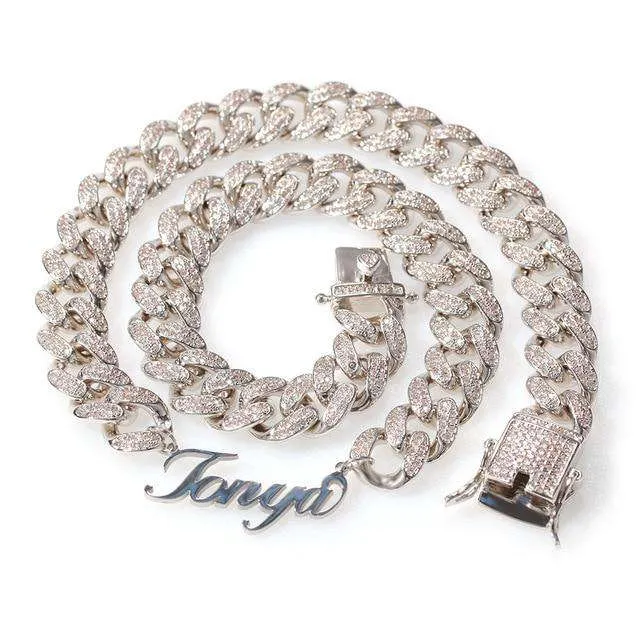 Iced Princess Custom NameFont Cuban Choker Necklace VVS Jewelry Necklaces