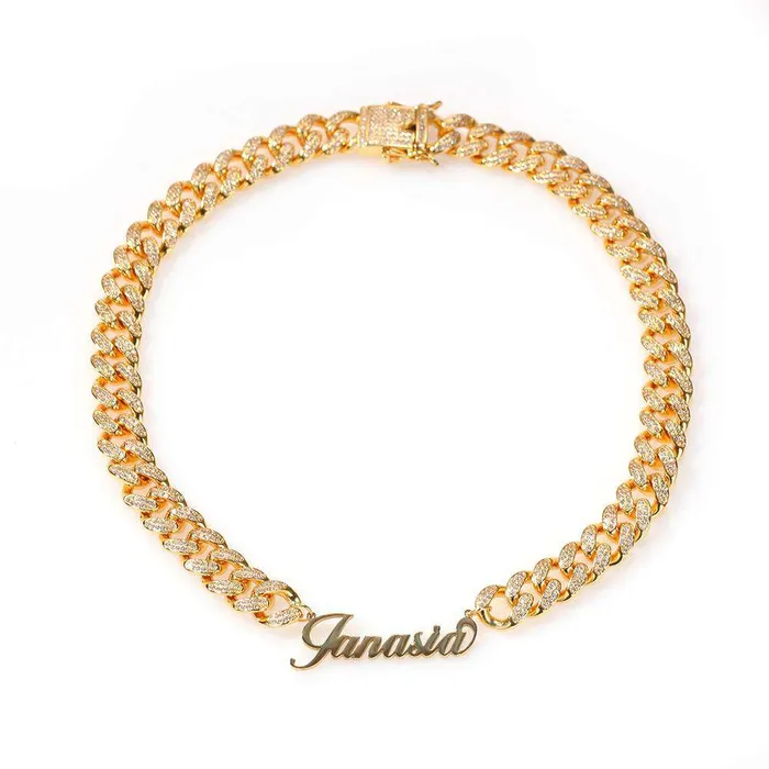 Iced Princess Custom NameFont Cuban Choker Necklace VVS Jewelry Necklaces