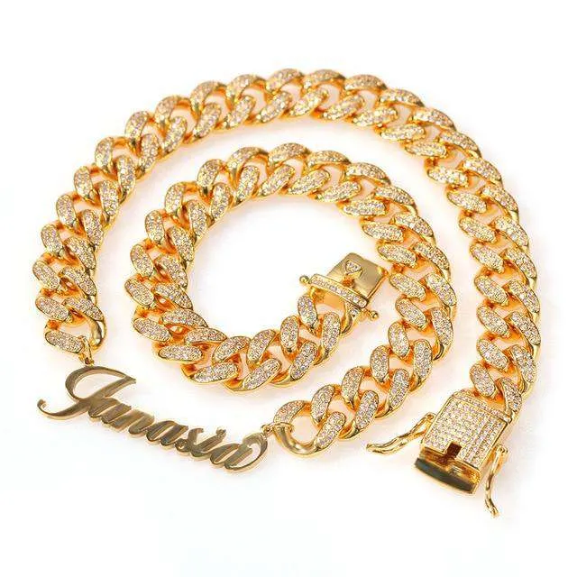 Iced Princess Custom NameFont Cuban Choker Necklace VVS Jewelry Necklaces