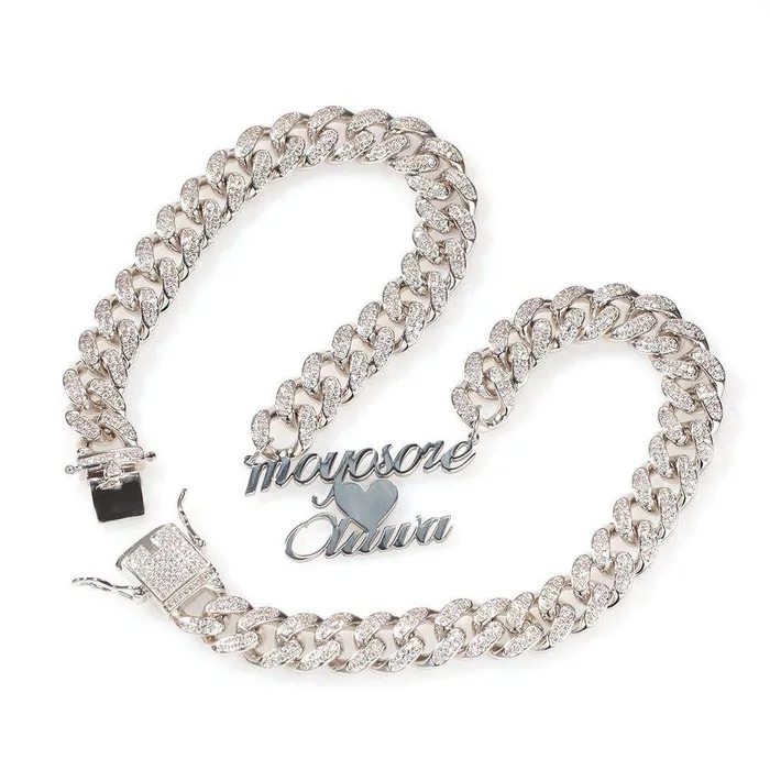 Iced Princess Custom NameFont Cuban Choker Necklace VVS Jewelry Necklaces