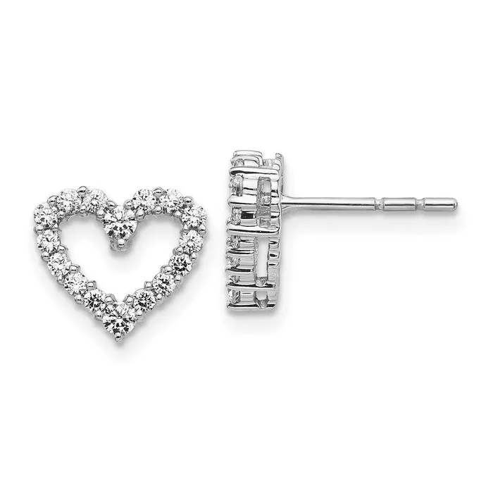 Jewelry Earrings 14k White Gold Diamond Heart Earrings