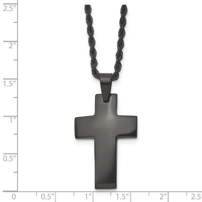 Necklaces Chisel Stainless Steel Black IPplated Polished Cross Necklace Necklaces Chisel Stainless Steel Black IPplated Polished Cross Necklace