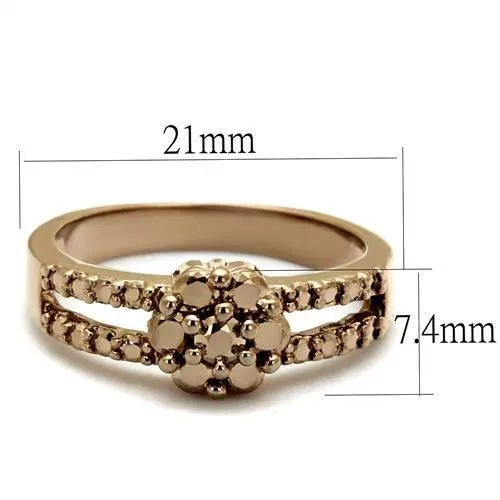 Rings 3W1192 IP Rose GoldIon Plating Brass Ring with AAA Grade CZ in Metallic Light Gold Alamode