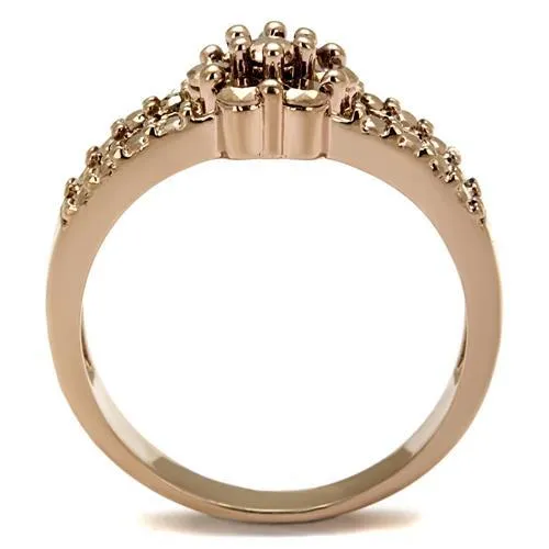 Rings 3W1192 IP Rose GoldIon Plating Brass Ring with AAA Grade CZ in Metallic Light Gold Alamode
