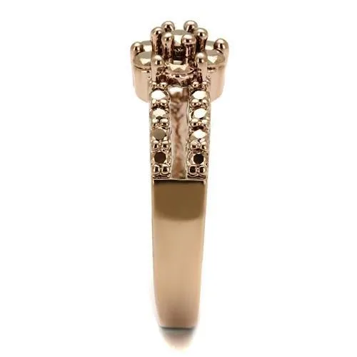 Rings 3W1192 IP Rose GoldIon Plating Brass Ring with AAA Grade CZ in Metallic Light Gold Alamode