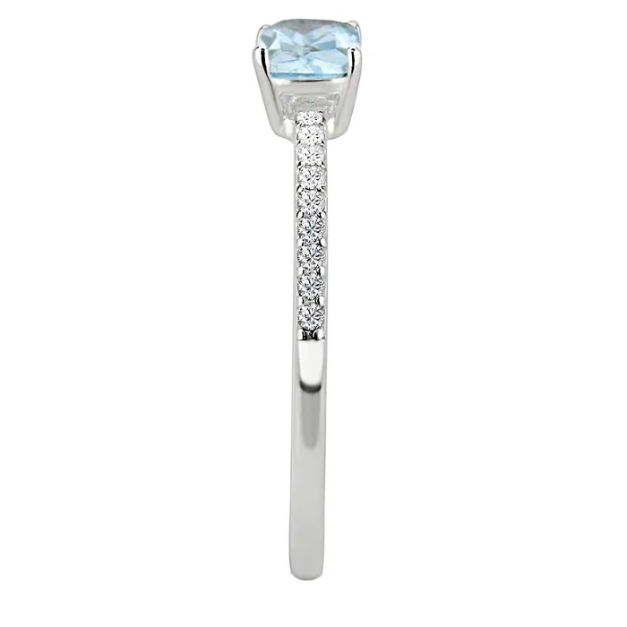 Rings Alamode DA011 High polished no plating Stainless Steel Ring with AAA Grade CZ in Sea Blue