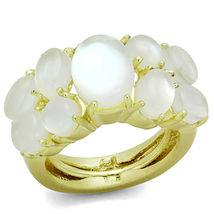 Rings Alamode LO3254 Gold Brass Ring with Synthetic Cat Eye in Aurora Borealis Rainbow Effect Rings Alamode LO3254 Gold Brass Ring with Synthetic Cat Eye in Aurora Borealis Rainbow Effect