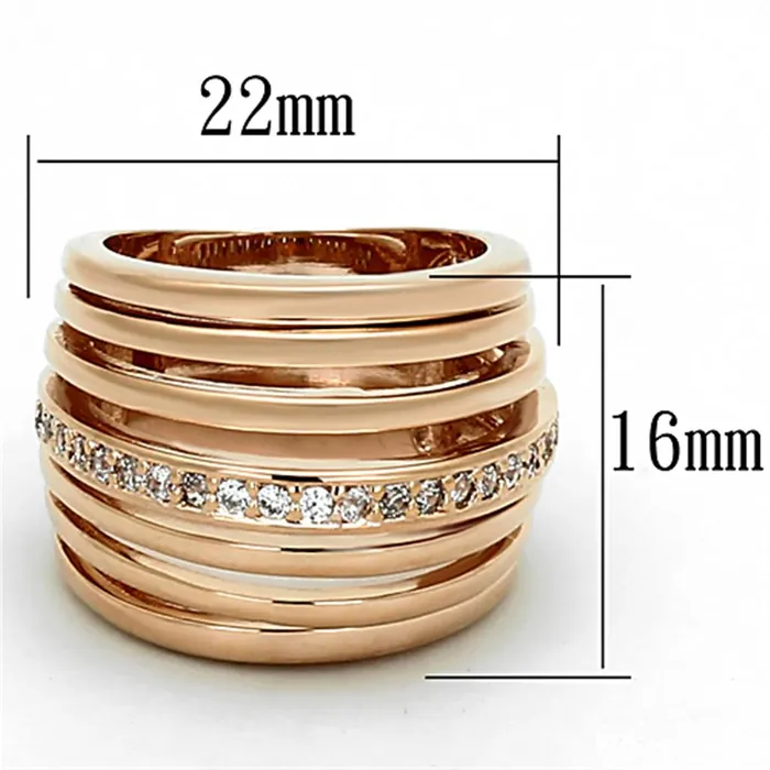Rings Alamode LOA890 Rose Gold Brass Ring with AAA Grade CZ in Clear
