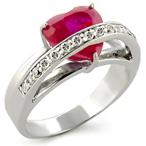 Rings Alamode LOS30801 Sterling silver 925 Ring with AAA Grade CZ in Ruby
