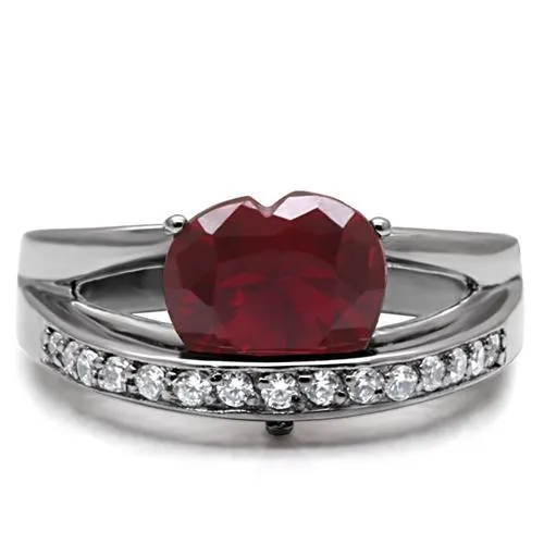 Rings Alamode LOS30801 Sterling silver 925 Ring with AAA Grade CZ in Ruby