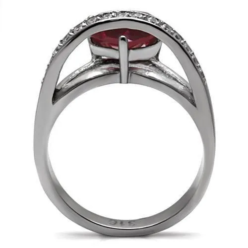 Rings Alamode LOS30801 Sterling silver 925 Ring with AAA Grade CZ in Ruby