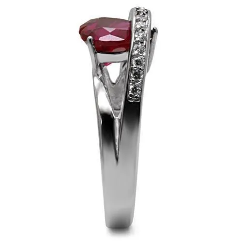 Rings Alamode LOS30801 Sterling silver 925 Ring with AAA Grade CZ in Ruby