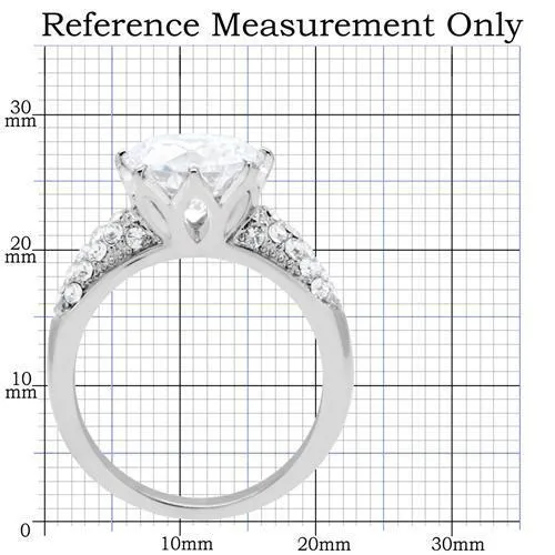 Rings Alamode TK197 High polished no plating Stainless Steel Ring with AAA Grade CZ in Clear