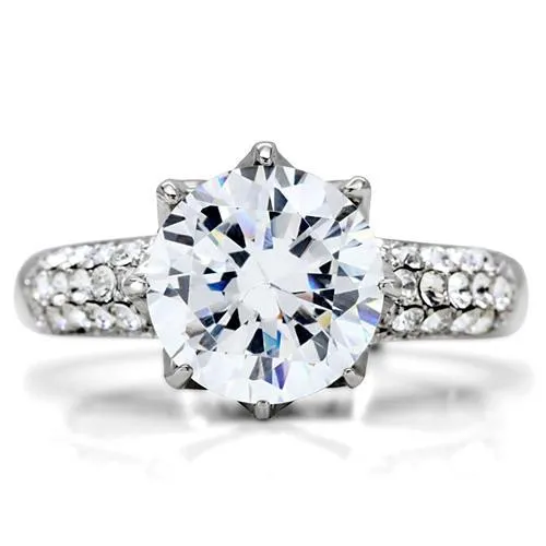 Rings Alamode TK197 High polished no plating Stainless Steel Ring with AAA Grade CZ in Clear