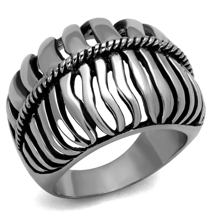 Rings Alamode TK2341 High polished no plating Stainless Steel Ring with Epoxy in Jet Rings Alamode TK2341 High polished no plating Stainless Steel Ring with Epoxy in Jet