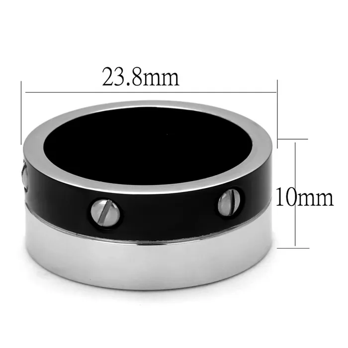 Rings Alamode TK2397 TwoTone IP Black Ion Plating Stainless Steel Ring with No Stone