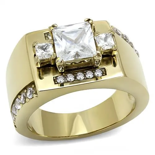 Rings Alamode TK3078 IP GoldIon Plating Stainless Steel Ring with AAA Grade CZ in Clear Rings Alamode TK3078 IP GoldIon Plating Stainless Steel Ring with AAA Grade CZ in Clear