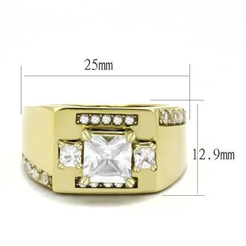 Rings Alamode TK3078 IP GoldIon Plating Stainless Steel Ring with AAA Grade CZ in Clear