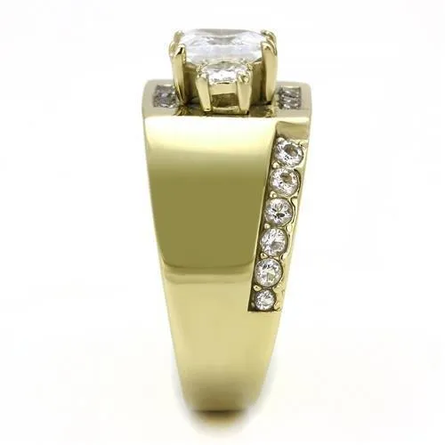 Rings Alamode TK3078 IP GoldIon Plating Stainless Steel Ring with AAA Grade CZ in Clear
