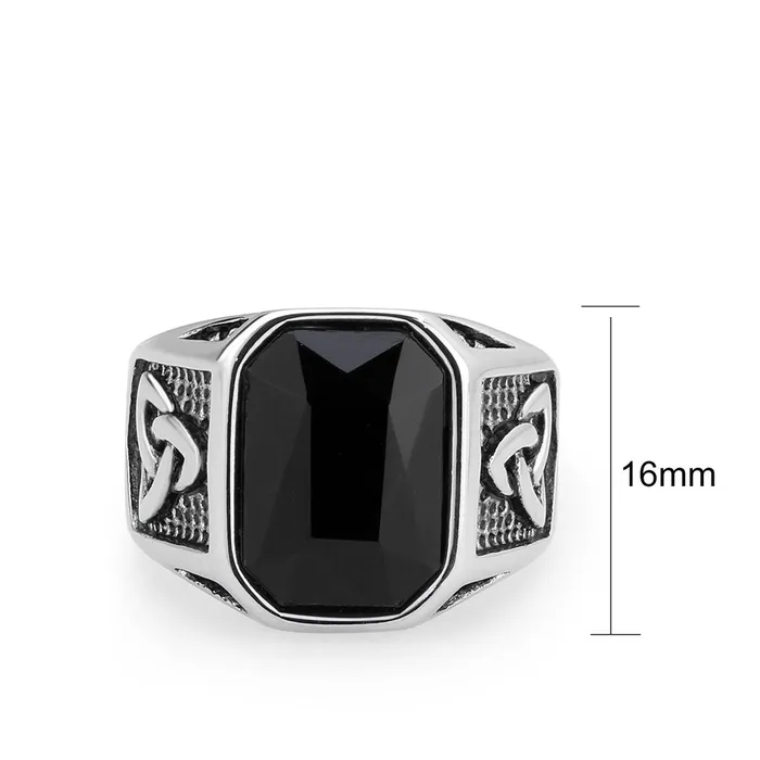 Rings Alamode TK3890 High polished no plating Stainless Steel Ring with Top Grade Crystal in Jet
